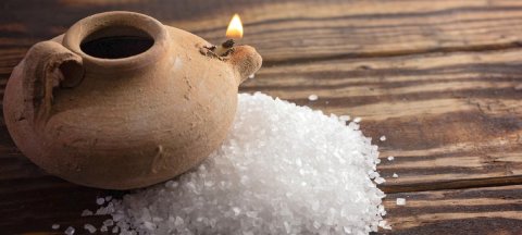 salt with a candle container
